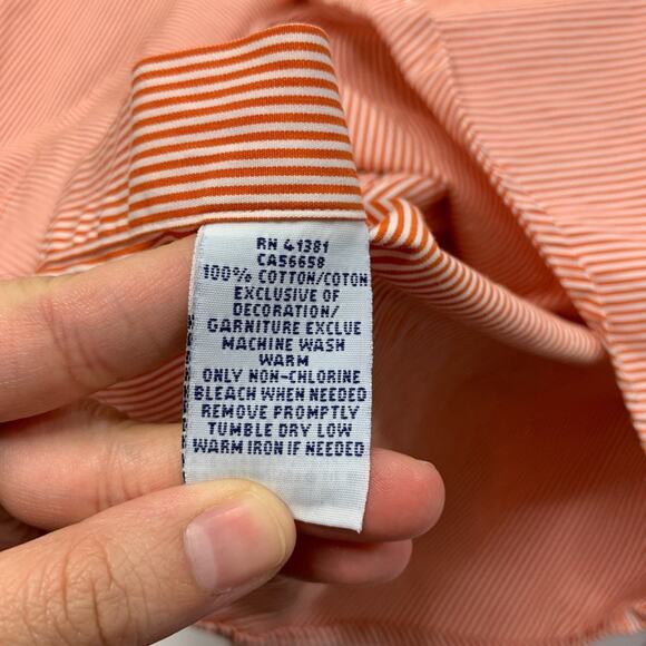 Ralph Lauren Shirt Mens L Large Tangerine White Striped Button Up Long Sleeve - Picture 9 of 11